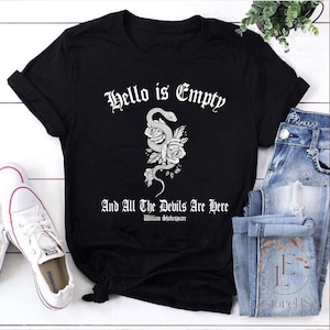 Camiseta de profesor "El infierno está vacío y todos los demonios están aquí", "Los demonios están aquí", "La tempestad", "Dark Academia", "Goblincore", "Gótico grunge", "Camiseta"