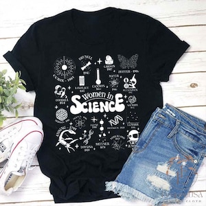 Retro Frau im Lehrer für Wissenschaft T-Shirt, Wissenschafts-Shirt, adrettes ästhetisches Hemd, Mädchen-Wissenschaftler-Hemd, Geschenk für Wissenschaftler