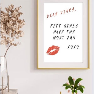 Arte de moda, conjunto 5x7, cartel de puerta trasera, impresiones digitales de carteles de apartamentos universitarios imprimibles, habitación preppy, estado de Pitt, querido diario