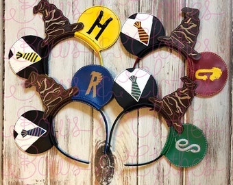 Wizard School Ears Embroidery File, In the Hoop Digital Pattern for 4x4 Headband, Magic House Design