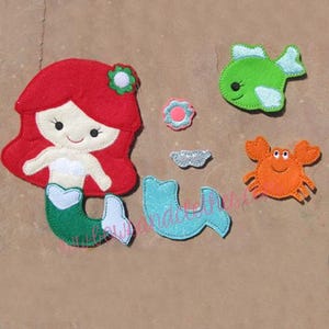 Mermaid Felt Doll Embroidery File, In the Hoop Digital Pattern for 5x7/6x10 Sea Toy, Cute Mermaid Design