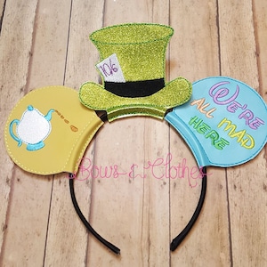Inspired Mouse Ears Headband In the Hoop Embroidery File, Digital Pattern for 10mm Headbands, Digital Download