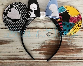 Spooky Mouse Ears Embroidery File, In the Hoop Digital Pattern for 4x4 Headband, Halloween Romance Design