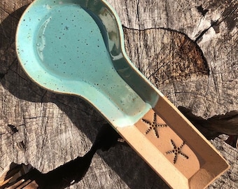 Handmade Pottery Starfish on the Beach Spoon Rest