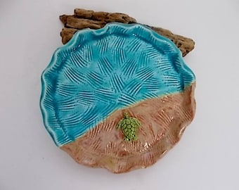 Handmade Turtle to the Sea Ceramic Pottery Dish