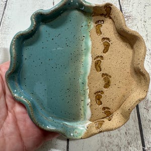 Handmade Footprints in the Sand Pottery Dish