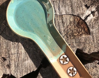 Handmade Pottery Sand Dollars on the Beach Spoon Rest