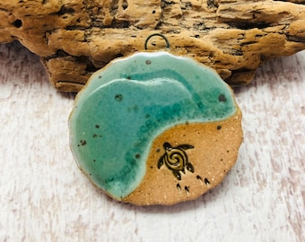 Handmade Turtle to the Sea Ceramic Pendant