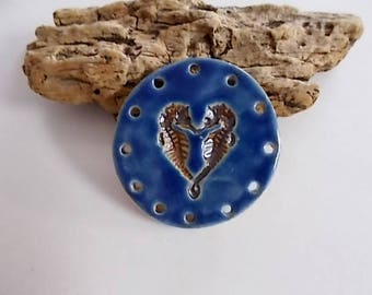 Handmade Ceramic Sea Horse Heart Pine Needle Basket Base