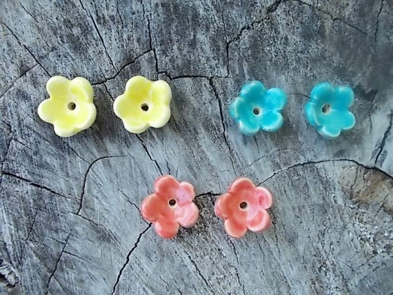 Handgefertigte konkave Blumen Scheiben Paare