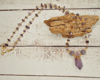 SALE Handmade Amethyst Perfume Bottle Necklace