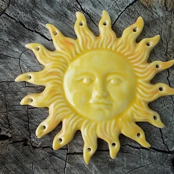 Handmade Ceramic Sun Man Pine Needle Basket Base