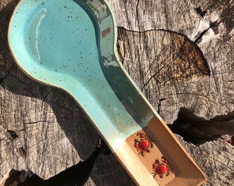 Handmade Pottery Crabs on the Beach Spoon Rest