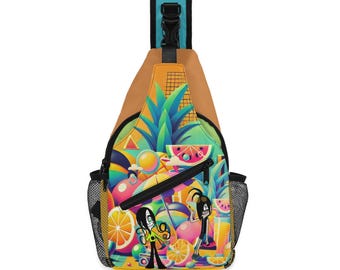 Yukikuro & Junpei Sling Bag: Tropical Character Crossbody Backpack