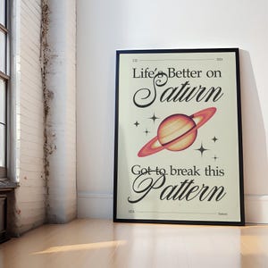 Saturn SZA Lyric Poster, niedliches Wanddekor für Schlafzimmer und Wohnzimmer