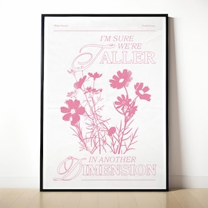Póster con letra de Frank Ocean, descarga digital, impresión en rosa y blanco, decoración de pared para dormitorio universitario, Ferrari blanco, rubio, arte estético lindo, flores