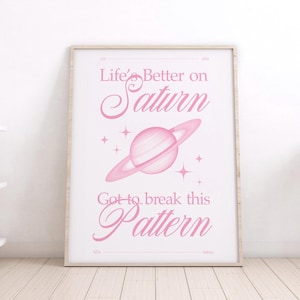 Póster con la letra de Pink Saturn SZA, bonita decoración de pared para dormitorio y sala de estar