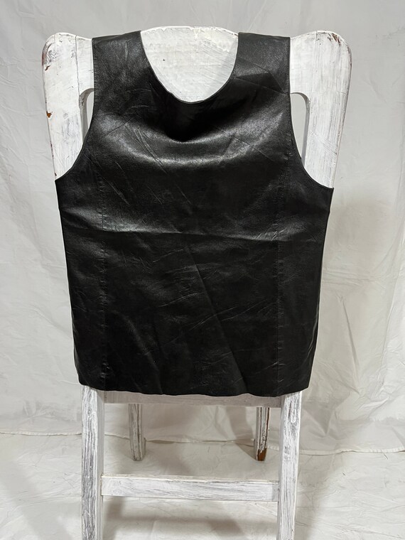 vince. Leather and Silk Sleeveless Shirt
