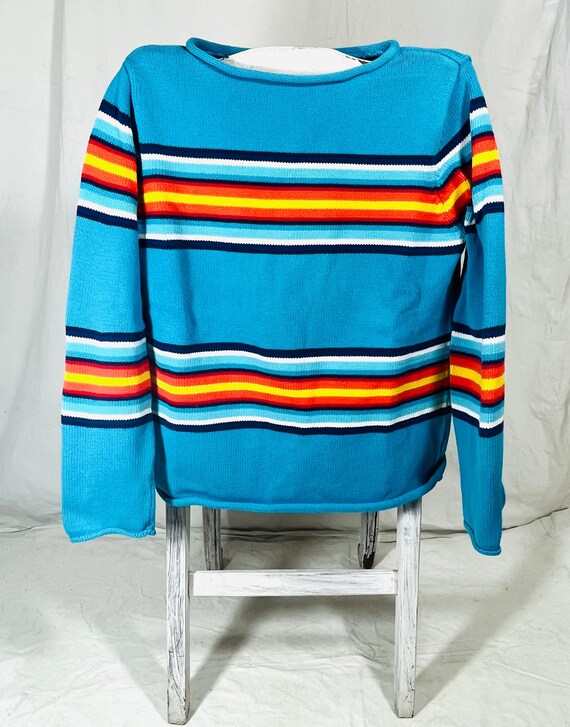 Lauren Ralph Lauren Cotton Sweater (Turquoise Stri