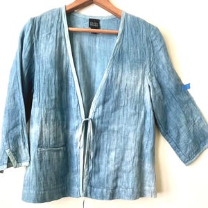 Indigo Over-Dye Kimono Linen, Cotton