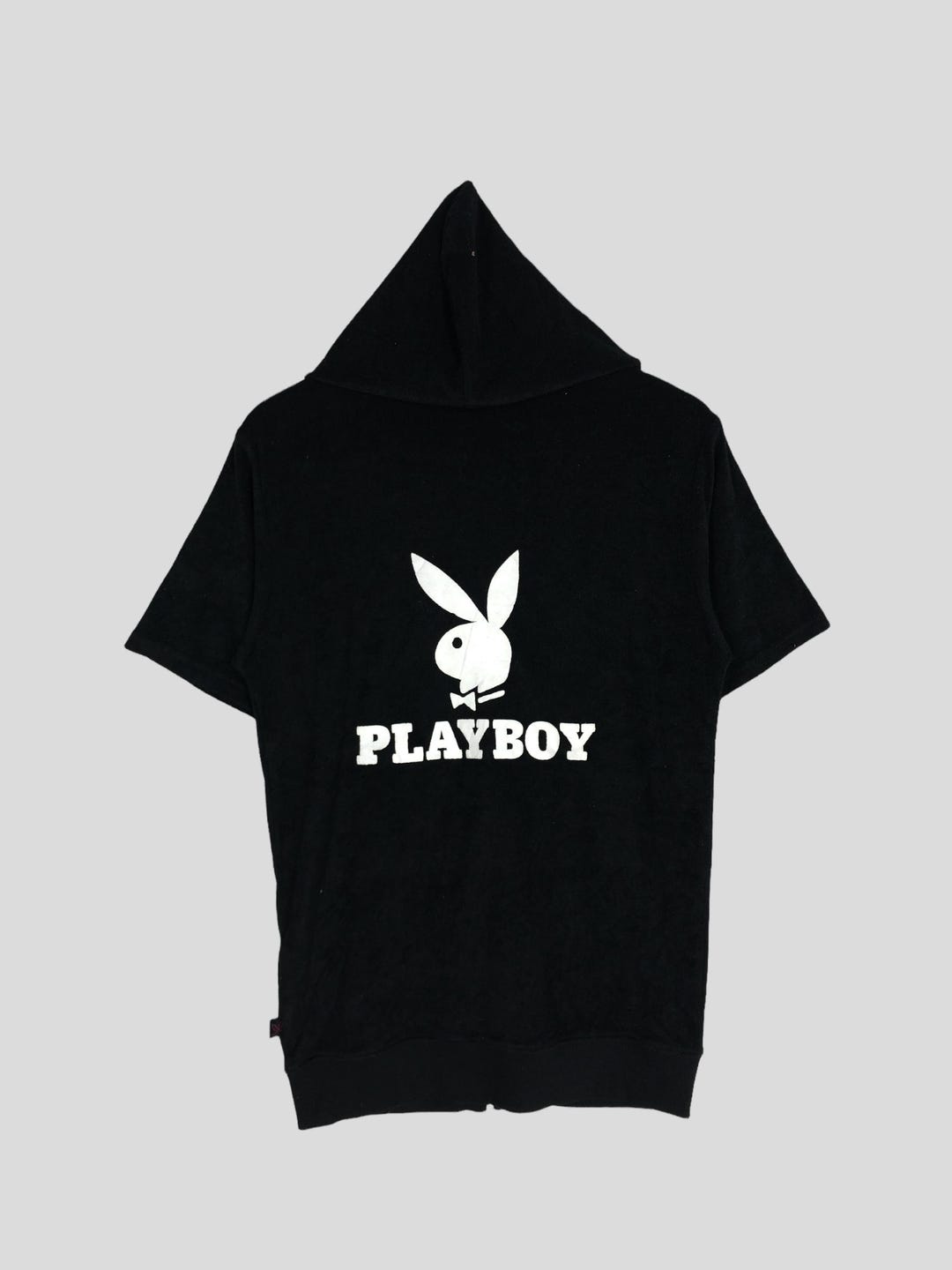 Vintage Playboy Bunny Zipper Hoodie Short Sleeve Sweater Playboy