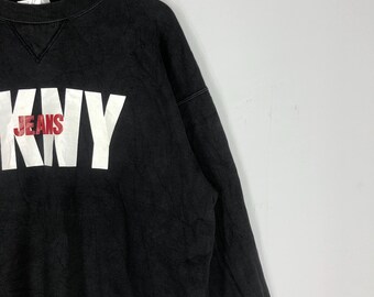 \"90s DKNY\" hoodie one size USA製 black Vintage 90s Dkny Jeans Usa Black Sweatshirt Xlarge Donna