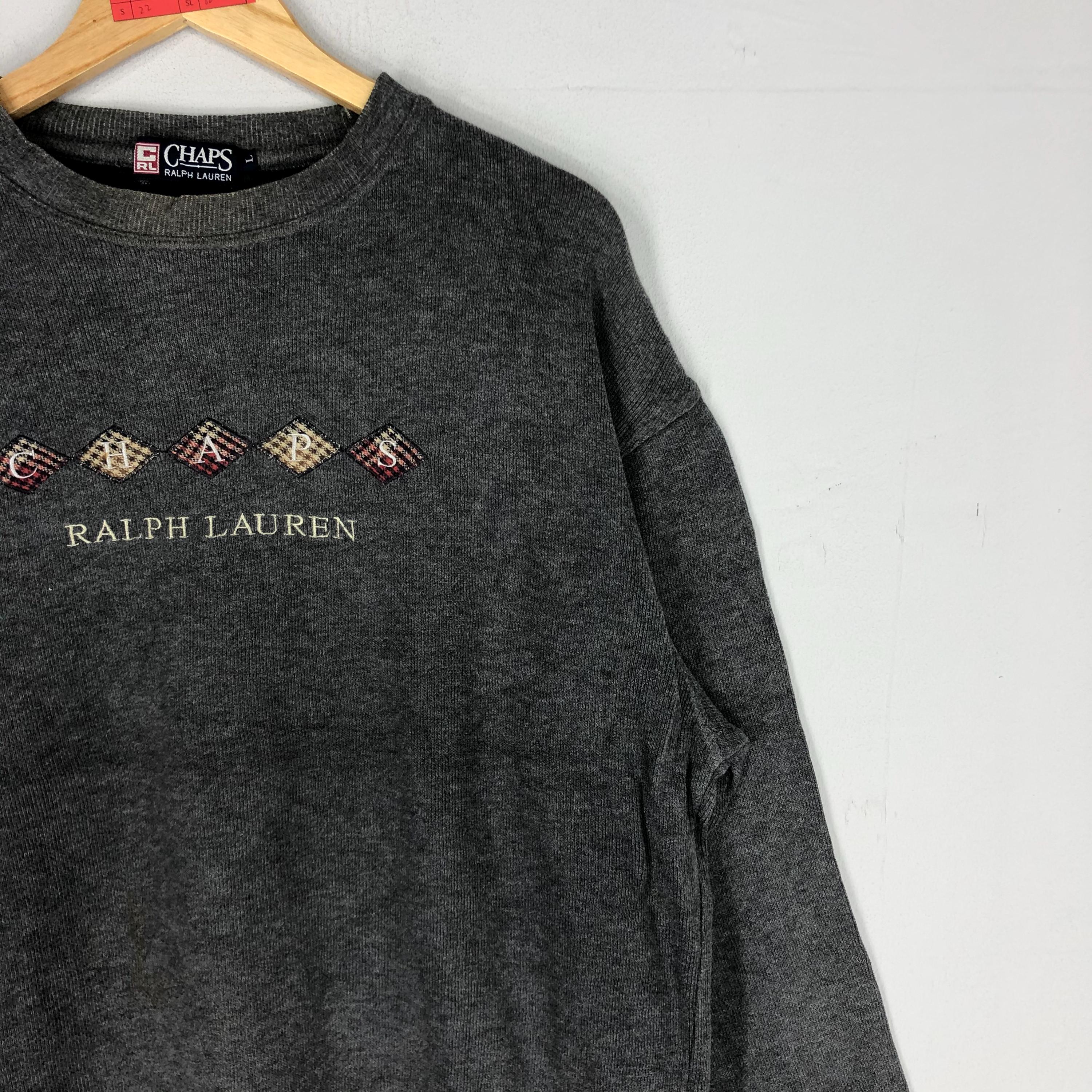 Vintage 90s Chaps Ralph Lauren Gray Crewneck Sweatshirt - Size L