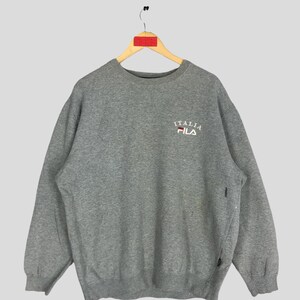 Vintage Fila Italia Sweatshirt Large Gray Fila Small Logo Crewneck Jumper Pullover Sweater Streetwear Sportwear Size L