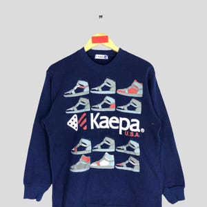 Vintage Kaepa USA Sweatshirt Medium Kaepa Shoes Logo Printed Crewneck Kaepa Pullover Jumper Sweater Streetwear Sportswear Blue Size M