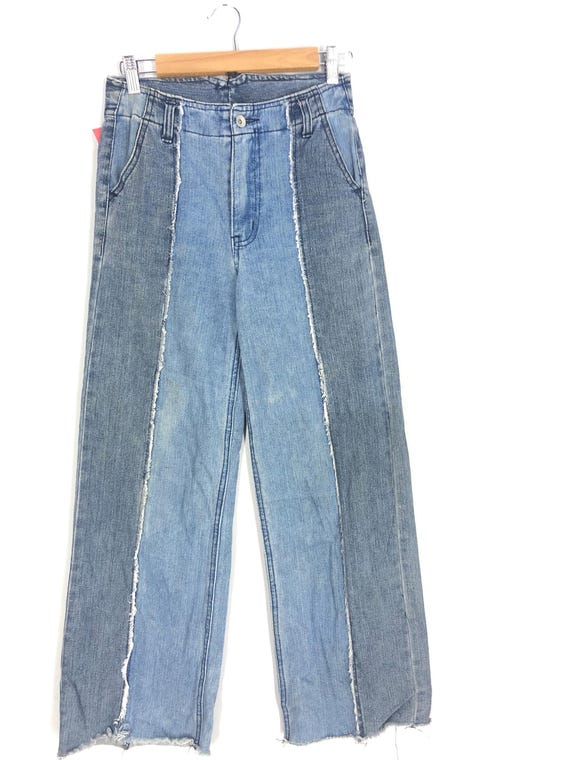 Patchwork Denim Jeans: Stone Washed Distressed Ripped Blue Jeans