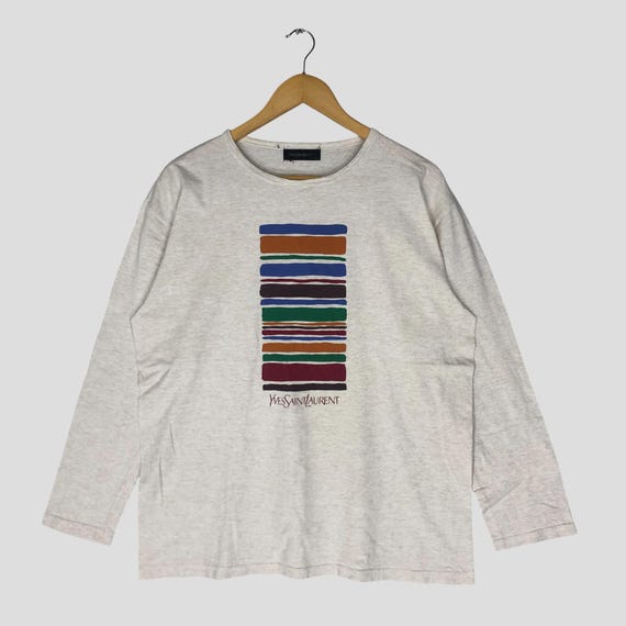 Saint Laurent, Vintage Yves Saint Laurent Longsleeve T-Shirt: Colorful Print, Size M