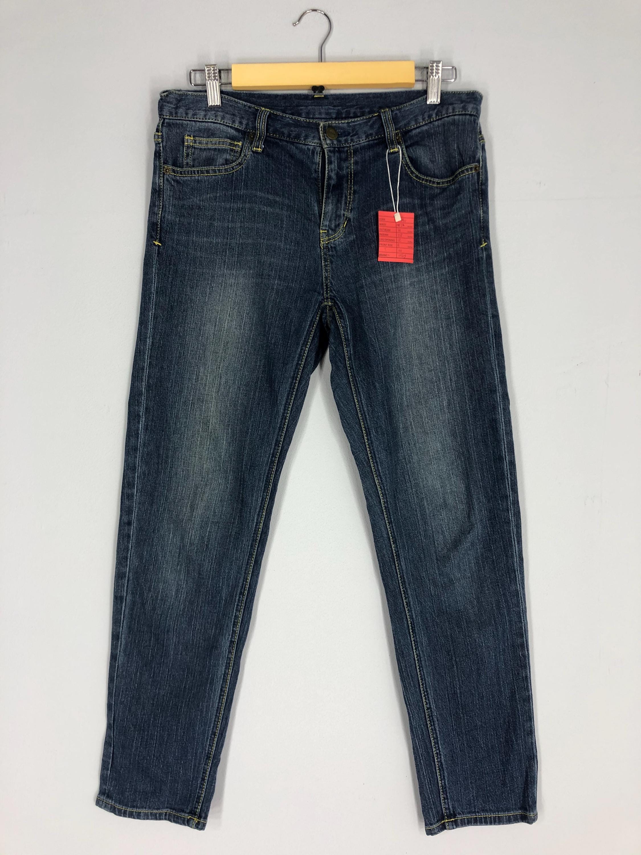 Size 32x36 Vintage Elle Italian Designer Blue Jean Elle Stone Washed Denim Jean Zipper Jean Low Rise W32