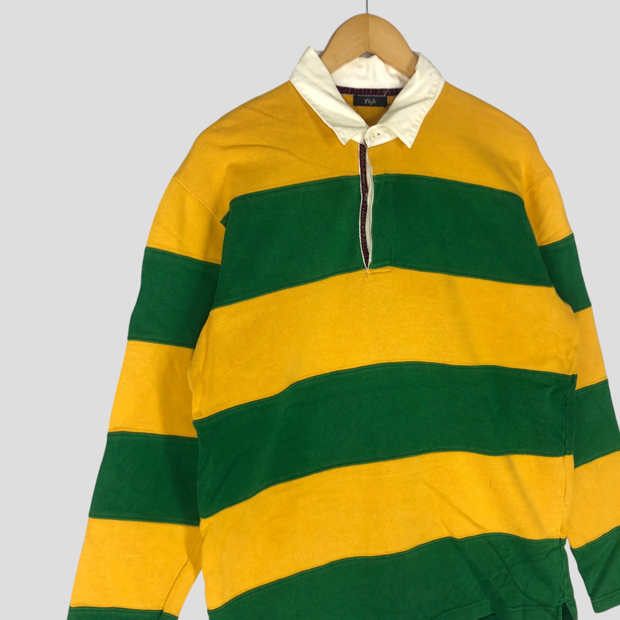 ウェア USED BARBARIAN RAGUBY WEAR Vintage 90s Striped Rugby Sweatshirt - X'tyle Barbarian - Made in