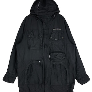 Vintage Tommy Hilfiger Utility Jacket Large Black Tommy Hilfiger Hoodie Jacket Tommy Hilfiger Hunting jacket Tommy Outdoor Jacket Size L