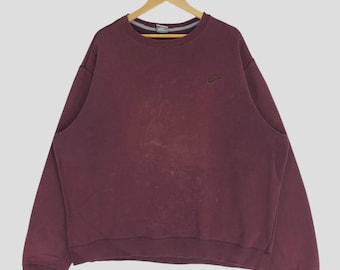 Vintage Y2K Distressed Nike Swoosh Small Logo Sweatshirt Nike Athletic Crewneck Pullover Nike Sportswear Jumper Sweater Nike Size XXL