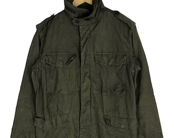 Chaqueta militar vintage Avirex: cortavientos multibolsillos verde militar de EE. UU. (talla L)