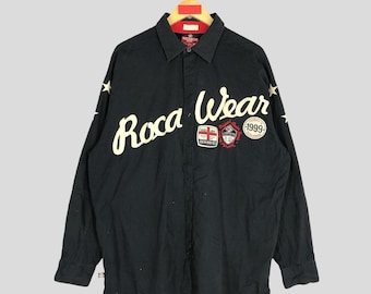 Rare!! Rocawear Spellout Button up Xlarge Black Rocawear