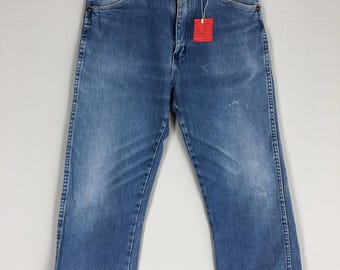 Jeansy Vintage Wrangler 32x38, denim w kolorze Stone Washed