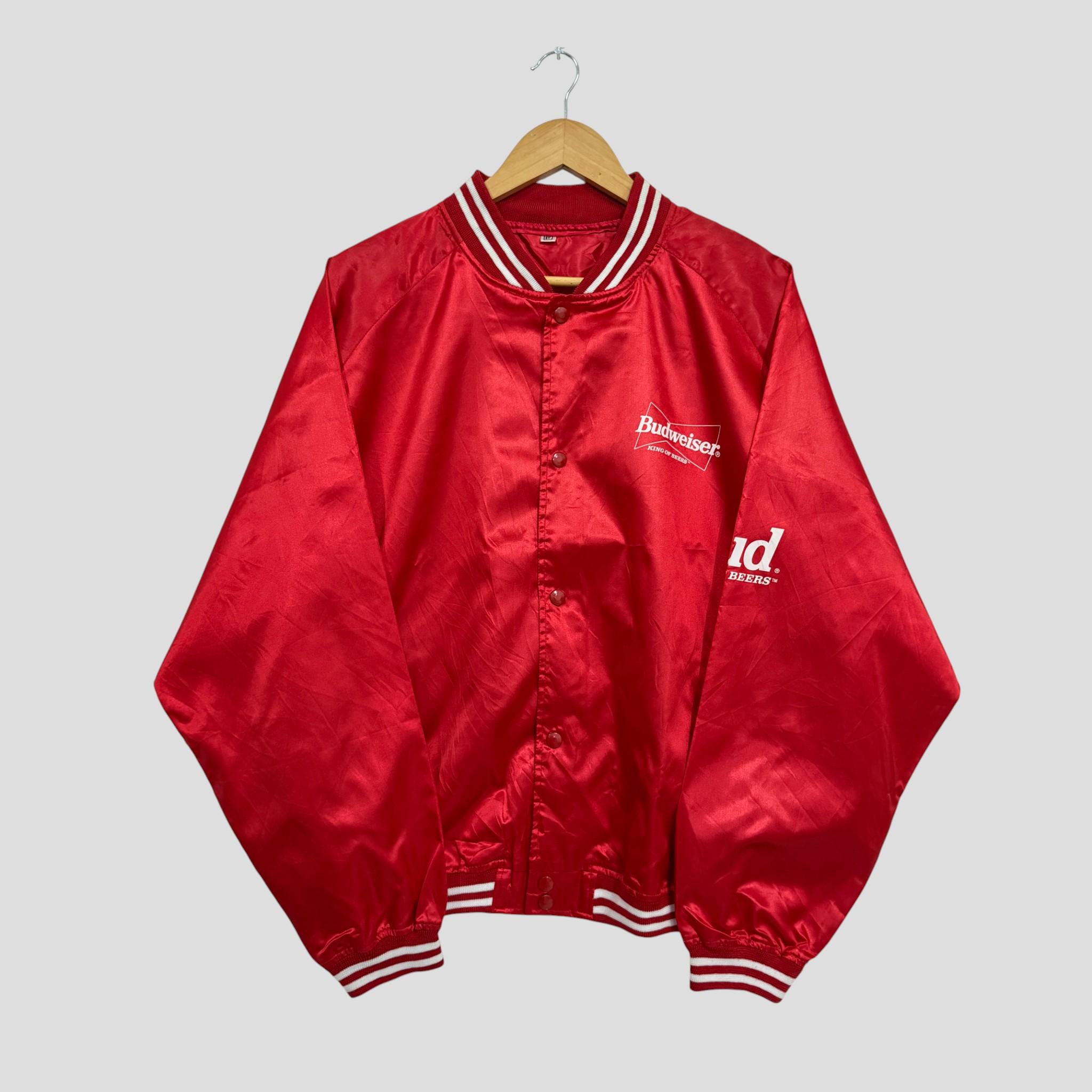 Vintage Budweiser Drinking Water Carbonated Stadium Varsity Satin 