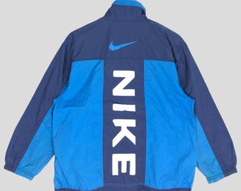 Vintage 90's Nike Swoosh Spellout Training Jacket Medium Nike Swoosh Windbreaker Jacket Sportswear Blue Jacket Nike Light Jacket Size M