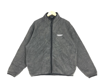 Vintage Dunlop Racing-fleecejack uit de jaren 90, grijze Daytona Casual Harrington (L)