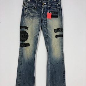 Taille 31 x 40 Vanquish Japan - Jean slim délavé à patch effet délavé Y2k Ppfm Hysterics Tornado Mart Kapital Undercover Comme des Waist 31
