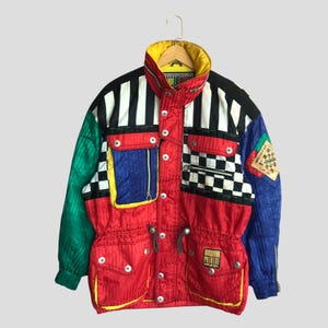 Vintage PHENIX Warmer Ski Jacket Large Vintage 90s Phenix Line 300 Multicolor Cold Weather Ski Wear Jacket Skiing Snow Bomber Jacket Size L