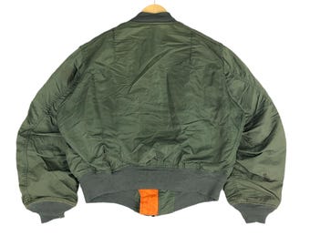 Vintage 80s 90s US Air Force Bomber Green Flight Jacket USAF