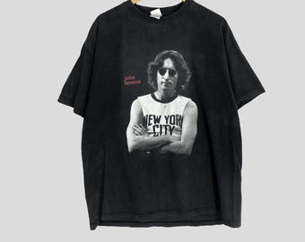 Vintage John Lennon Graphic Tee, Black Band Shirt (XL) - Etsy