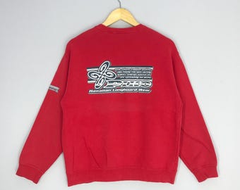 Vintage 90s PIKO Hawaiian Surfing Sweatshirt, Red Pullover (Size M)