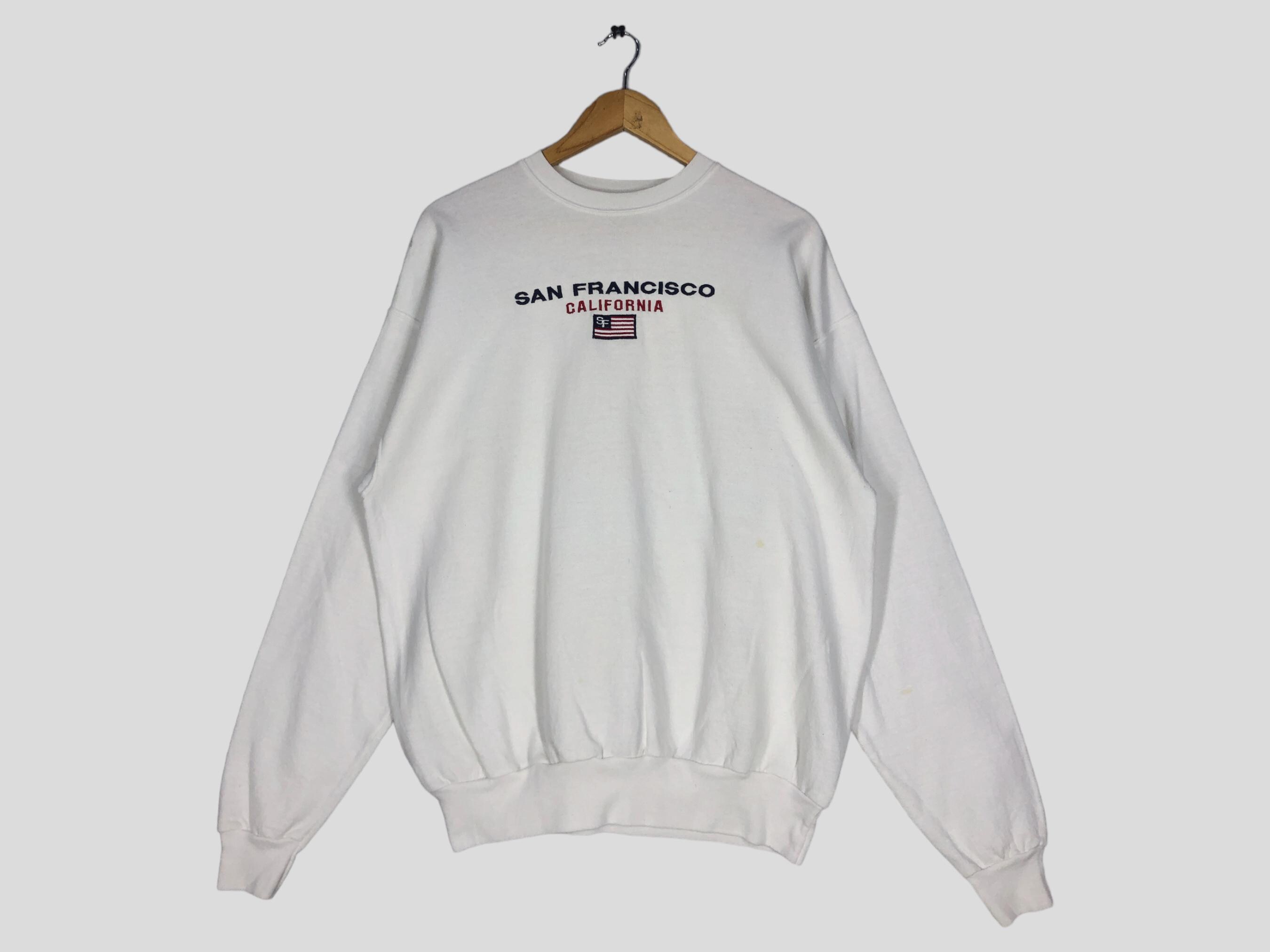 Vintage 90s San Francisco Sweatshirt, White Cotton Crewneck, Size 