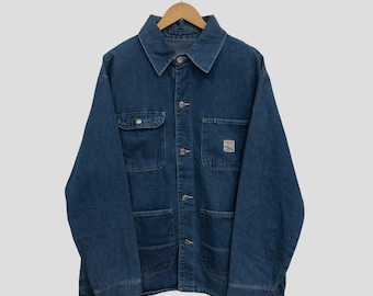 Vintage 80er Pointer Indigo Denim Chore Jacke, USA Made (Größe L)