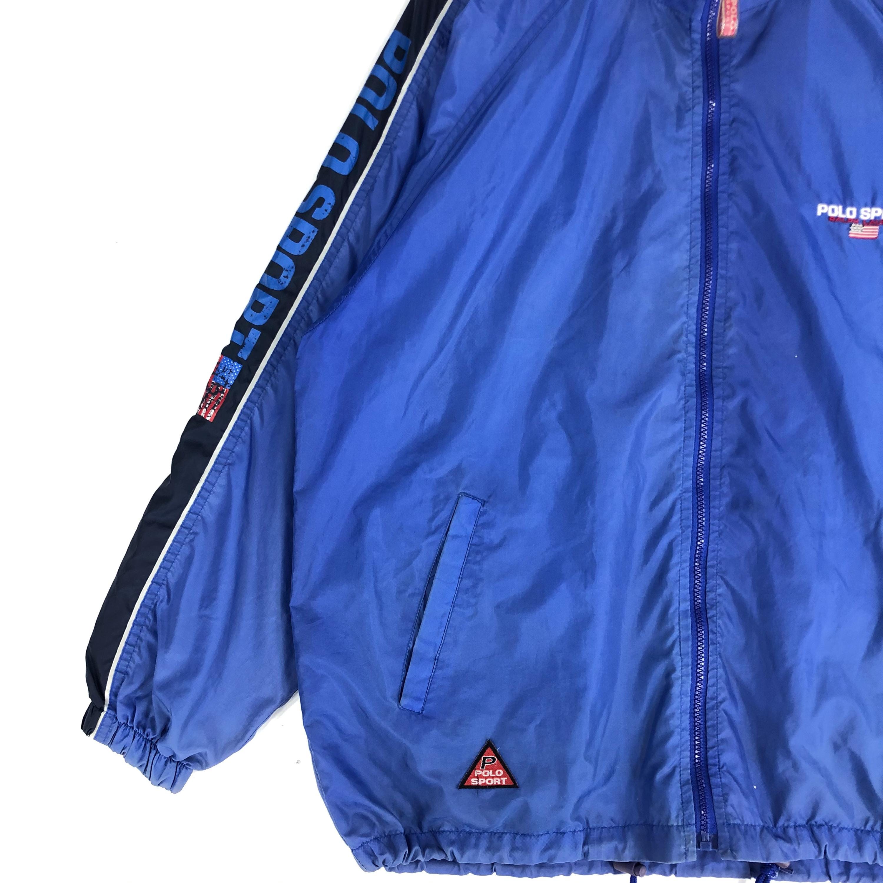 Vintage 90s Polo Sport Ralph Lauren Windbreaker Jacket, Blue XXL