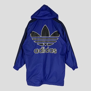 Vintage Adidas Trefoil Logo Hoodie Jacket Medium Adidas Sportswear Parka Button Jacket 80s Retro Art Adidas Ski Wear Adidas Blue Puffer M
